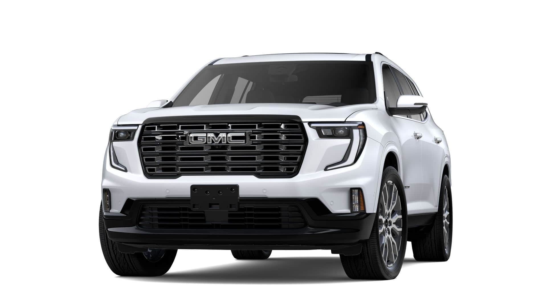 2026 GMC Acadia Denali Ultimate in Glacier White Tricoat — front three-quarter view