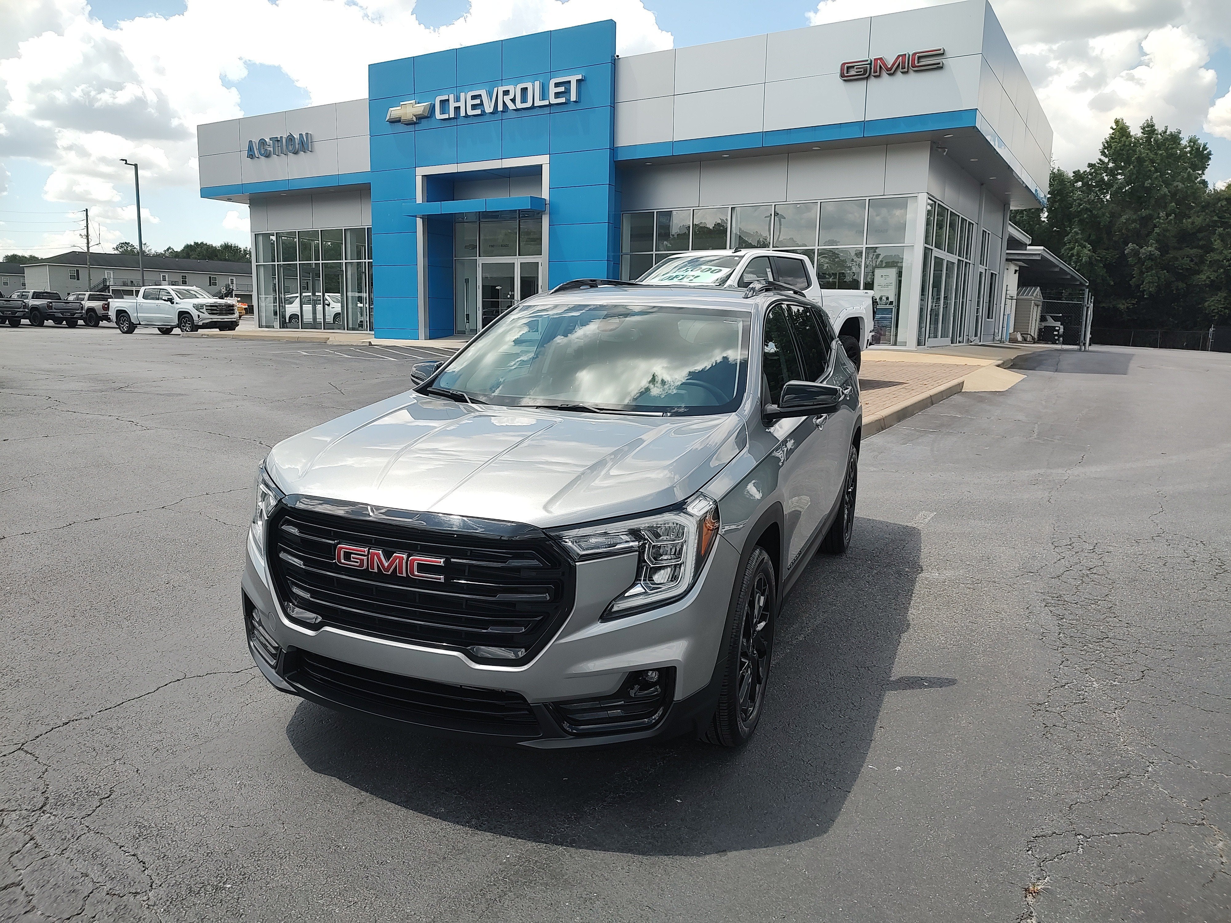 2023 GMC Terrain SLT in Sterling Metallic — front three-quarter view